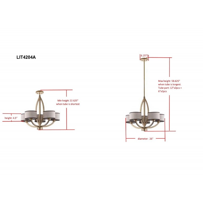 Safavieh Talia 5 Light 26 inch Dia Adjustable Chandelier - Antique Gold (LIT4204A)