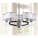 Safavieh Lenora 5 Light Chrome 25 inch Dia Drum Adjustable Pendant - White (LIT4208A)