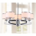 Safavieh Lenora 5 Light Chrome 25 inch Dia Drum Adjustable Pendant - White (LIT4208A)