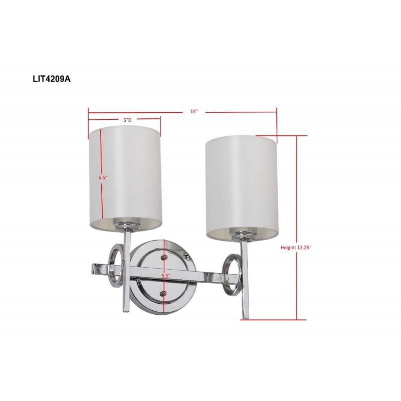 Safavieh Ventura Chrome 13.25-inch H Double Light Sconce-White (LIT4209A)
