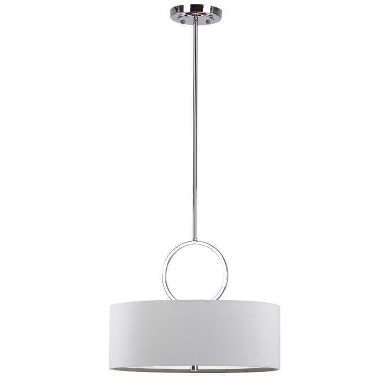 Safavieh Debonair 3 Light Ring 18 inch Dia Drum Adjustable Pendant - Chrome/White (LIT4212A)