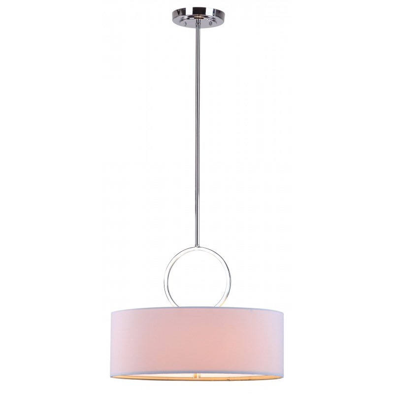 Safavieh Debonair 3 Light Ring 18 inch Dia Drum Adjustable Pendant - Chrome/White (LIT4212A)