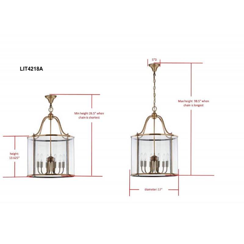 Safavieh Sutton Place 6 Light Brass 17-inch Dia Pendant - Brass/Clear (LIT4218A)