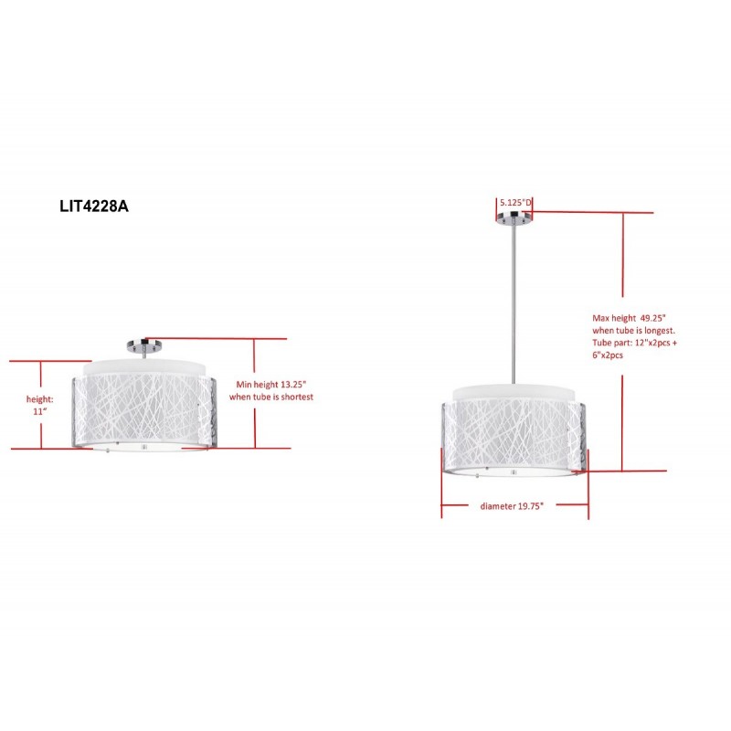 Tree Chrome 3 Light 20-inch Dia Adjustable Pendant