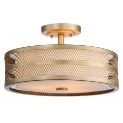 Safavieh Greta 3 Light  15.75-inch Dia Veil Semi Flush - Antique Gold/White (LIT4230A)