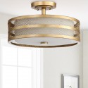 Safavieh Greta 3 Light  15.75-inch Dia Veil Semi Flush - Antique Gold/White (LIT4230A)