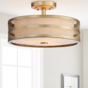 Safavieh Greta 3 Light  15.75-inch Dia Veil Semi Flush - Antique Gold/White (LIT4230A)