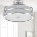 Safavieh Greta 3 Light 15.75-inch Dia Veil Semi Flush - Chrome/White (LIT4230B)