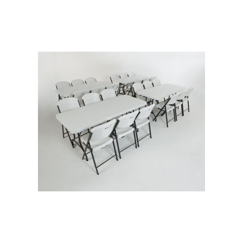 Lifetime 6 ft Rectangular Tables and Chairs Set - White (80148)
