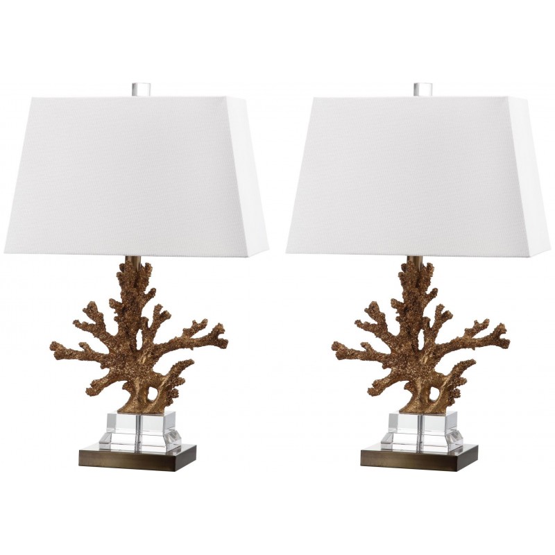 Safavieh Bashi 23.5-inch H Table Lamp - Set of 2 - Gold/Clear & Off-white (LIT4259A-SET2)