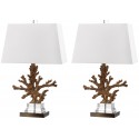 Safavieh Bashi 23.5-inch H Table Lamp - Set of 2 - Gold/Clear & Off-white (LIT4259A-SET2)
