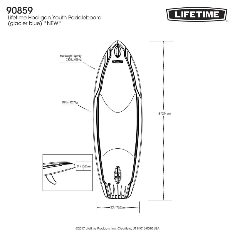 Lifetime Hooligan 80 Youth Stand-Up Paddleboard w/ Paddle - Blue (90859)