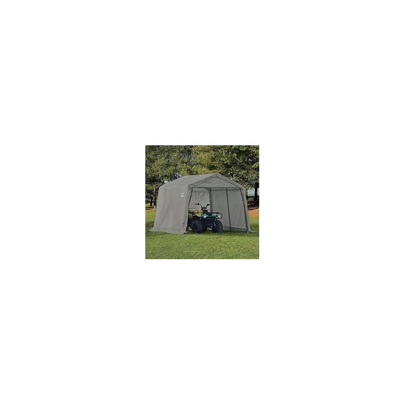 ShelterLogic 10×10×8 Peak Style Storage Shed - Grey (70333)