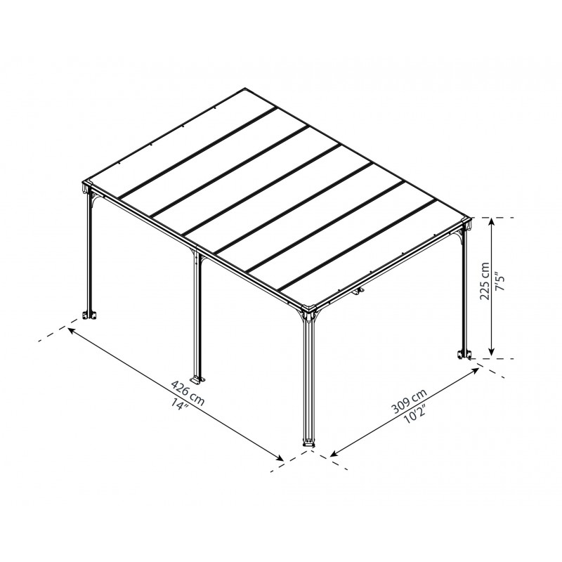 Palram Milano 4300 Garden Gazebo Kit - Grey Bronze (HG9173)