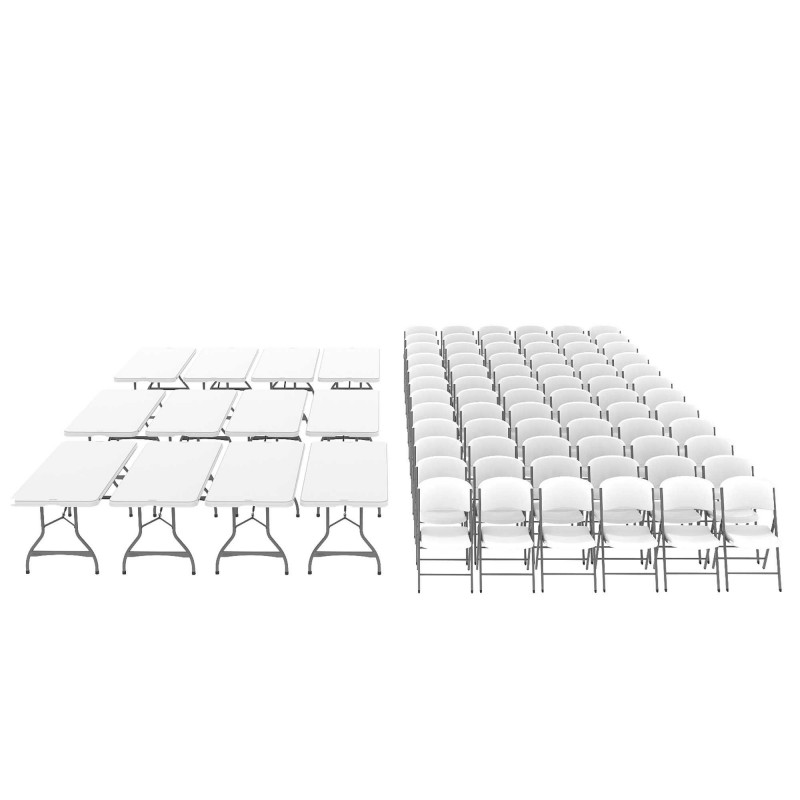 Lifetime 6-Foot Rectangular Tables And Chairs Combo - White Granite (80545)