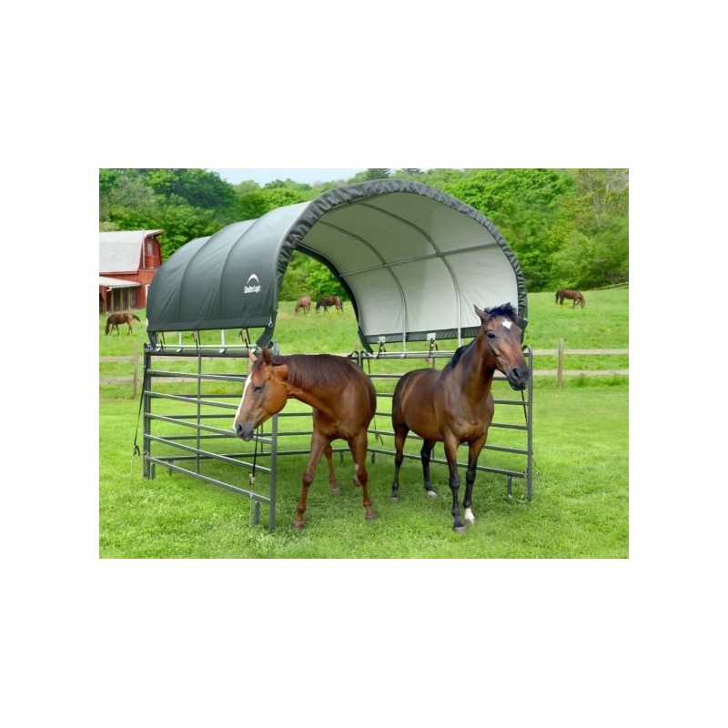 ShelterLogic 10x10 Corral Shelter Powder Coated 1-3/8" Steel Frame, 7.5 oz - Green (51530)