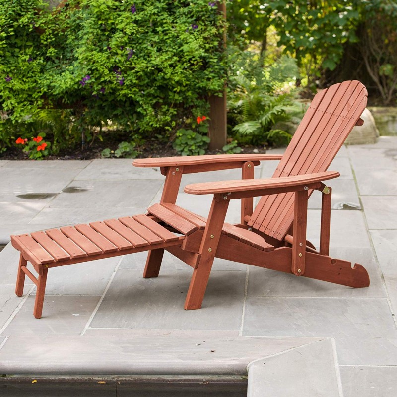 Leisure Season Reclining Adirondack Chair With Pull-Out Ottoman (AC7105)