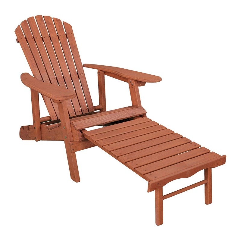 Leisure Season Reclining Adirondack Chair With Pull-Out 