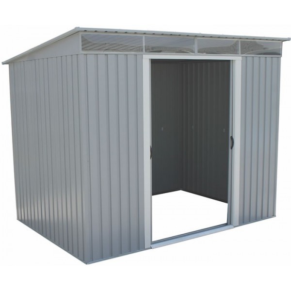 duramax 8x6 pent roof metal shed kit w/ skylights 50371