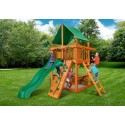 Gorilla Chateau Tower Cedar Wood Swing Set Kit w/ Amber Posts and Sunbrella® Canvas Forest Green Canopy - Amber (01-0061-AP-2)