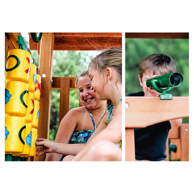 Gorilla Chateau Clubhouse Cedar Wood Swing Set KIt w/ Amber Posts and Standard Wood Roof - Amber (01-0035-AP)	