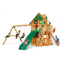 Gorilla Chateau Clubhouse Cedar Wood Swing Set KIt w/ Amber Posts and Standard Wood Roof - Amber (01-0035-AP)	