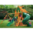 Gorilla Mountaineer Treehouse Cedar Wood Swing Set Kit  w/ Fort Add-On & Amber Posts - Amber (01-0068-AP)