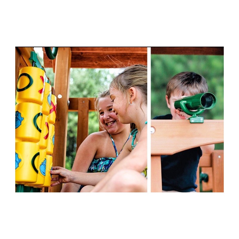 Gorilla Mountaineer Treehouse Cedar Wood Swing Set Kit  w/ Fort Add-On & Amber Posts - Amber (01-0068-AP)