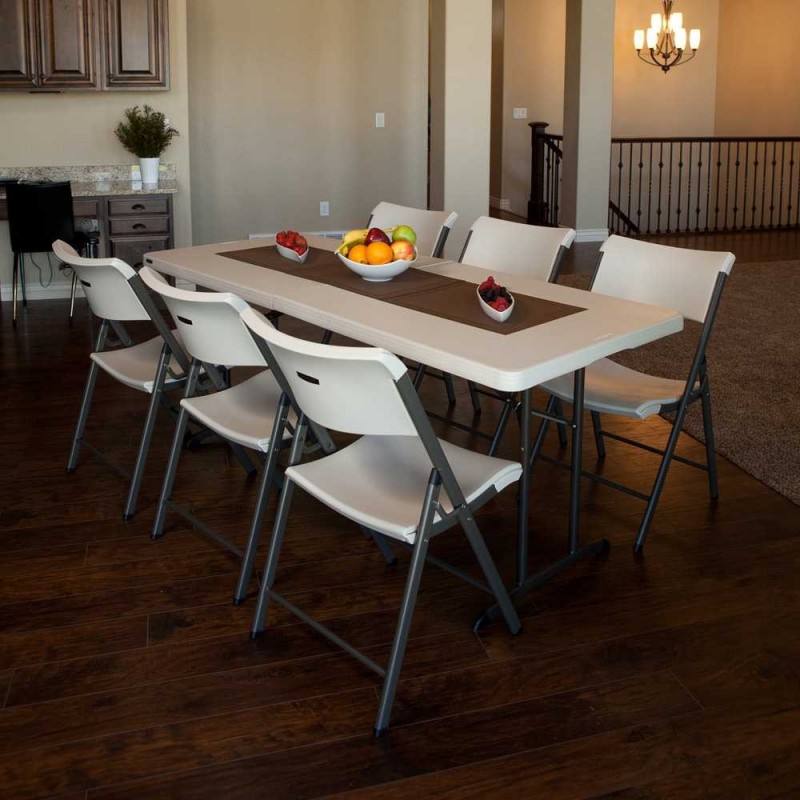 Lifetime 6 ft. Commercial Fold-In-Half Table with Handle- Almond( 80382)