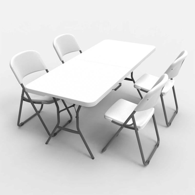 Lifetime 4-Pack Light Commercial Loop Leg Contoured Folding Chairs - White (80155)