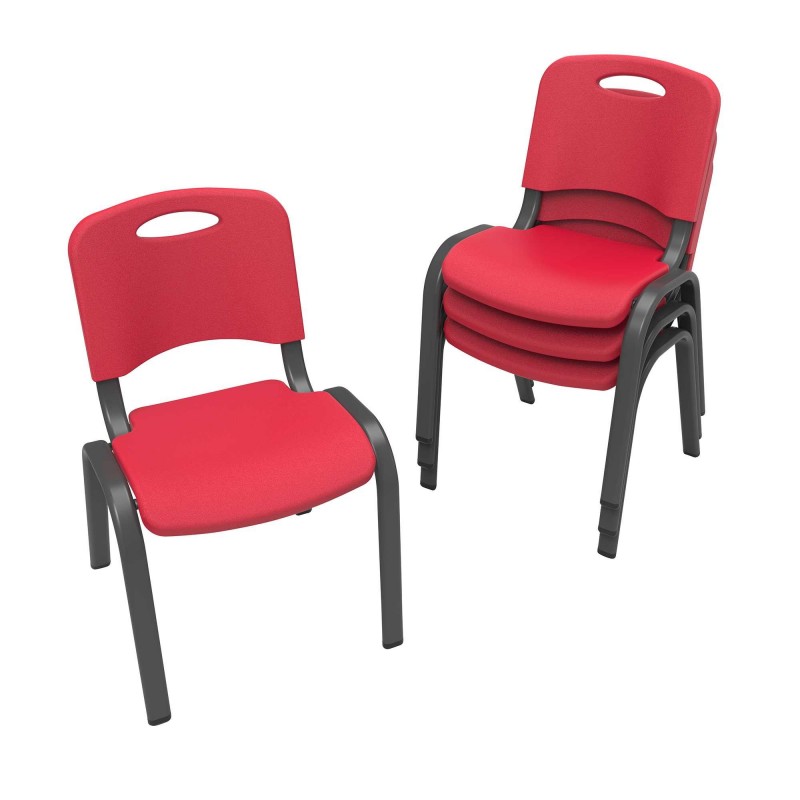 Lifetime 4-Pack Commercial Children's Stacking Chair - Fire Red (80532)
