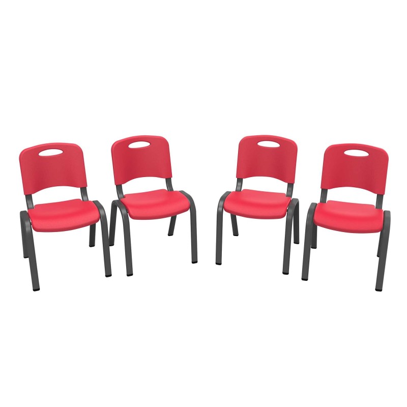 Lifetime 4-Pack Commercial Children's Stacking Chair - Fire Red (80532)
