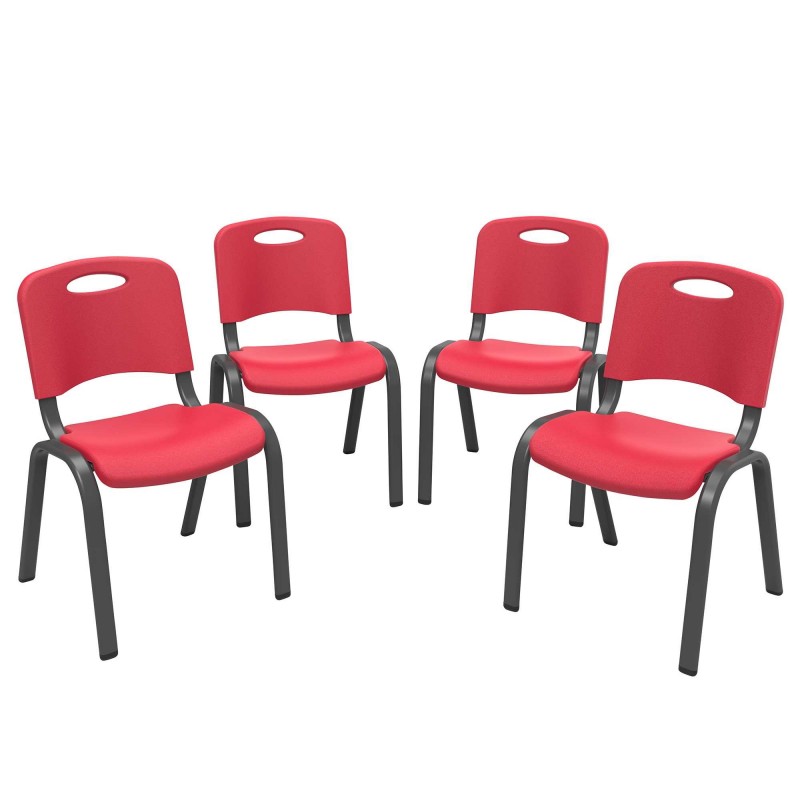Lifetime 4-Pack Commercial Children's Stacking Chair - Fire Red (80532)