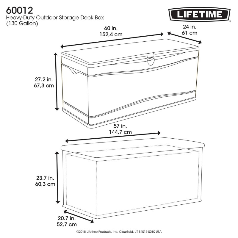 Lifetime 130 Gallon Outdoor Deck Storage Box (60012)