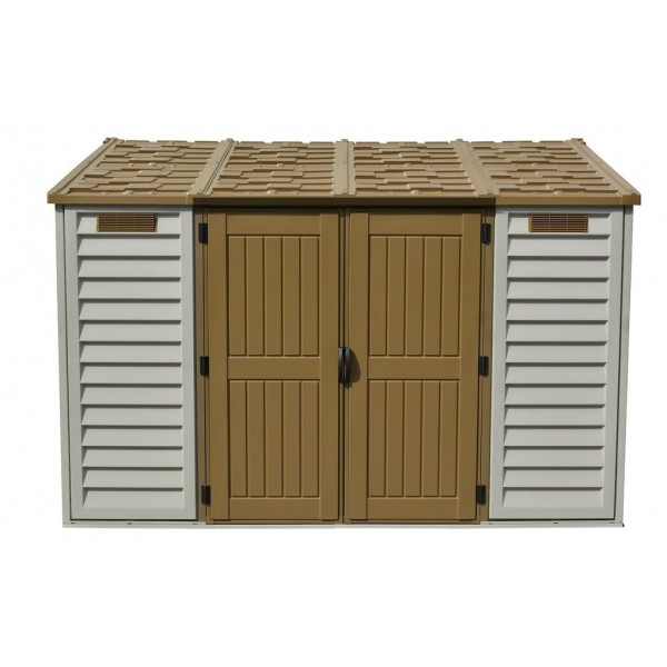 duramax 10.5x8 apex vinyl shed w/ foundation kit 30116