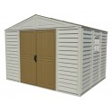 DuraMax 10.5'W x 8'D Woodbridge Adobe Vinyl Shed w/ Foundation (20224)