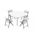 Lifetime 48 In. Round Fold-In-Half Table And Chair Set - White Granite (80411)