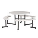 Lifetime 44 in. Round Picnic Table with 3 Swing-Out Benches - Almond (260205)