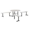 Lifetime 44 in. Round Picnic Table with 3 Swing-Out Benches - Almond (260205)