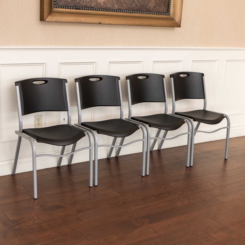 Lifetime  4-Pack Commercial Contoured Stacking Chair - Black (42830)