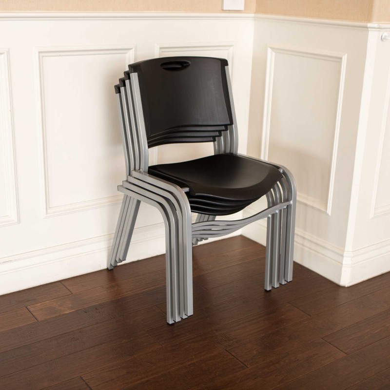 Lifetime  4-Pack Commercial Contoured Stacking Chair - Black (42830)