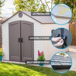 Lifetime 8x15 ft Plastic Storage Shed Kit - 2 Windows (60075)