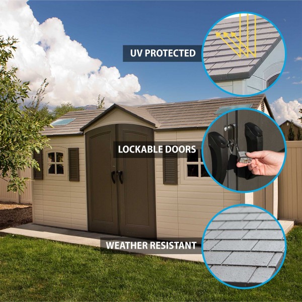 Lifetime 15x8 ft Outdoor Storage Shed Kit Dual Entry (60079)