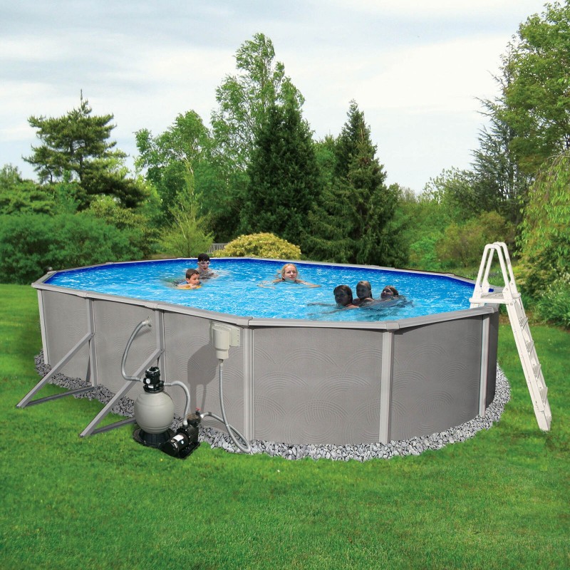 Blue Wave Barcelona 15' x 30' x 52" Oval Frame Pool Package (NB3763)