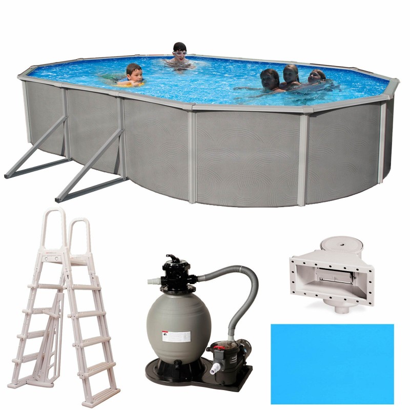 Blue Wave Barcelona 15' x 30' x 52" Oval Frame Pool Package (NB3763)