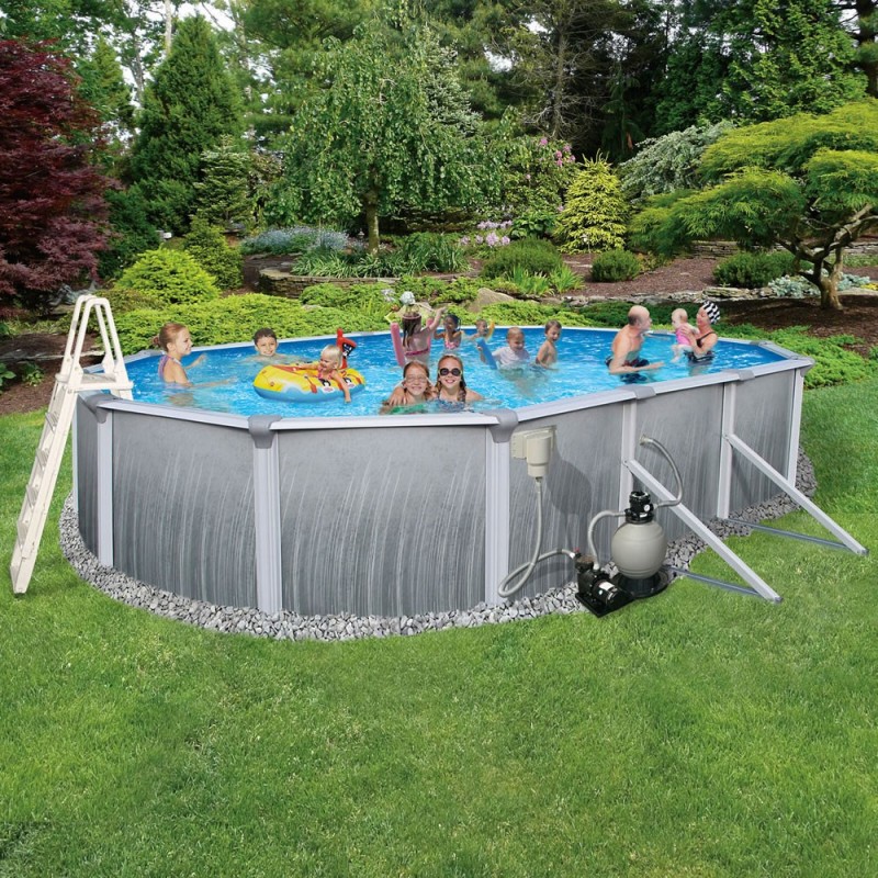 Blue Wave Madagascar 12' x 24' x 52" Oval Frame Pool Package (NB3960)
