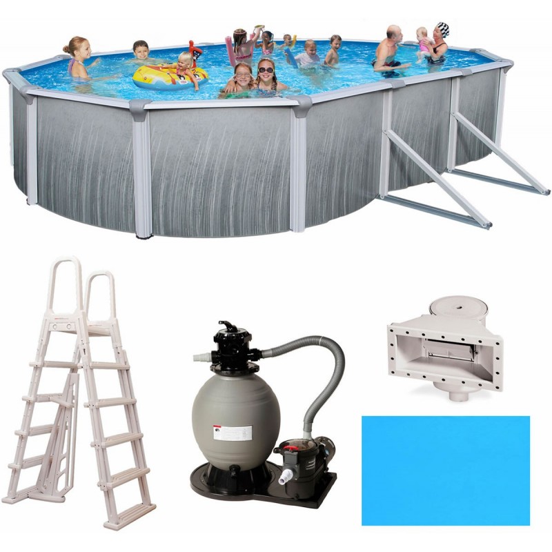 Blue Wave Madagascar 15' x 30' x 52" Oval Frame Pool Package (NB3963)