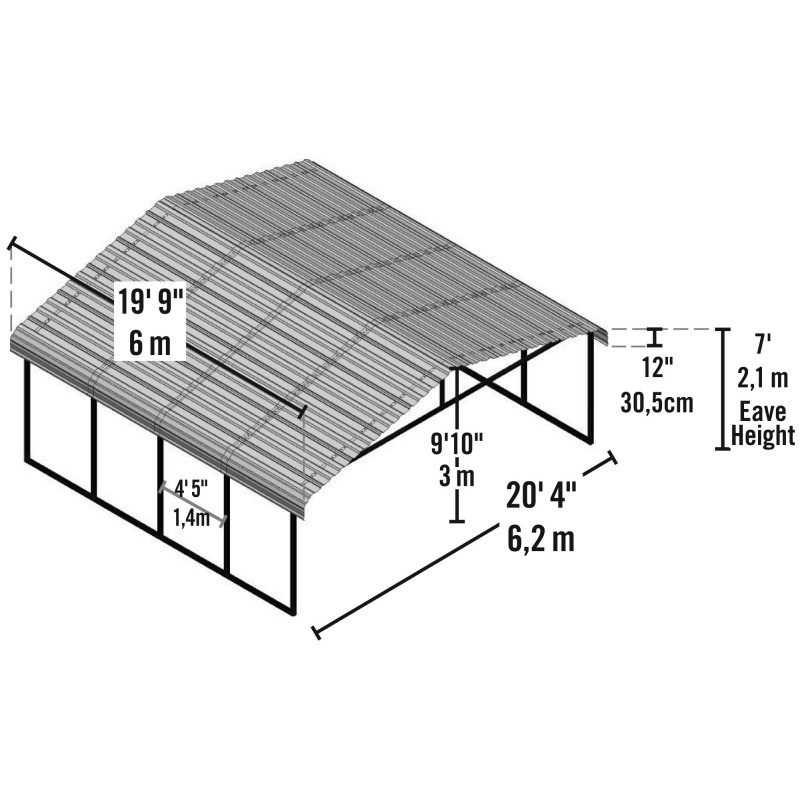 Arrow 20x20x7 Steel Auto Carport Kit - Eggshell (CPH202007)