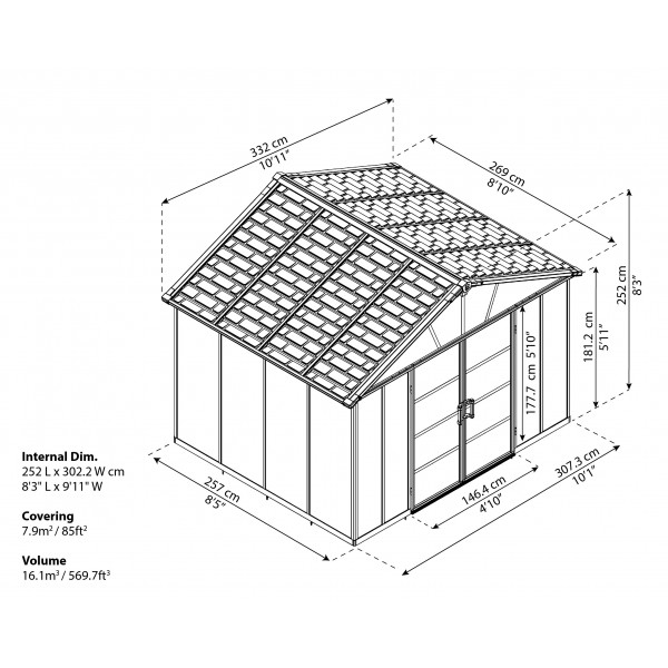 Palram Yukon 11x9 Storage Shed Kit - Gray (HG9909SGY)