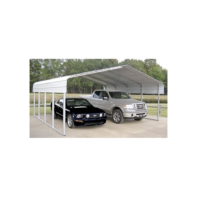 Rhino Shelter 22'W x 24'L x 12'H Two Car Steel Carport Kit (model ST222412H)
